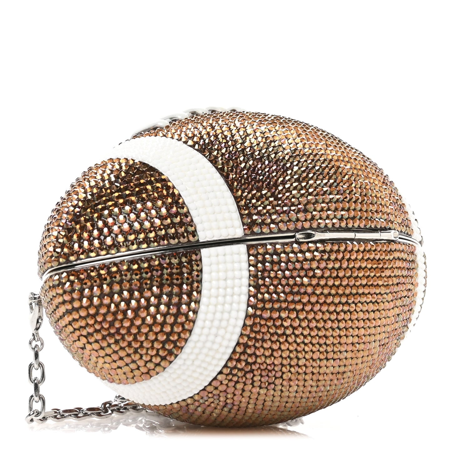 Crystal Football Minaudiere Clutch Brown