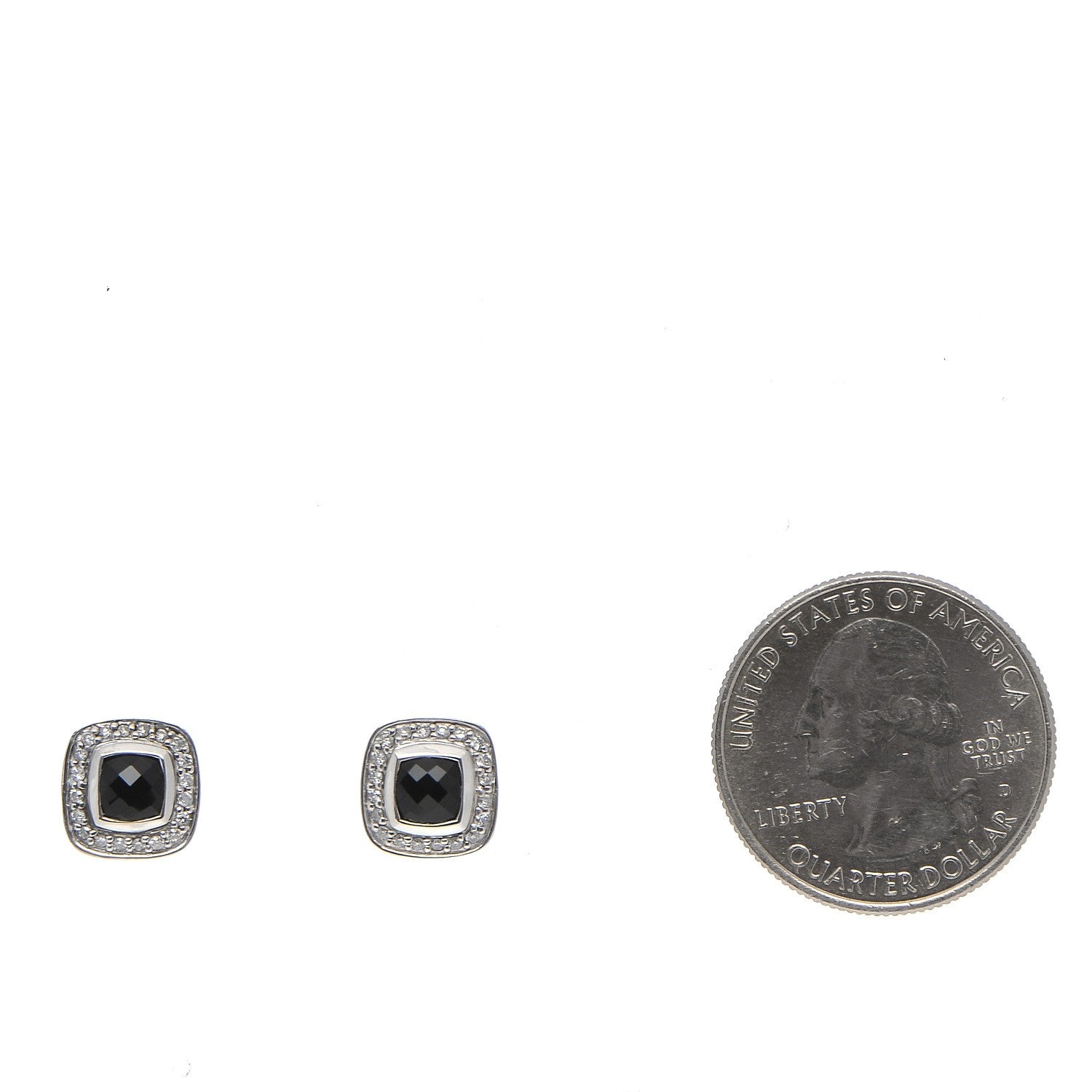 David Yurman Sterling Silver Diamond Black Onyx 5mm Petite Albion Earrings 2 of 4