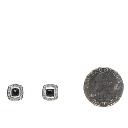 David Yurman Sterling Silver Diamond Black Onyx 5mm Petite Albion Earrings 2 of 4