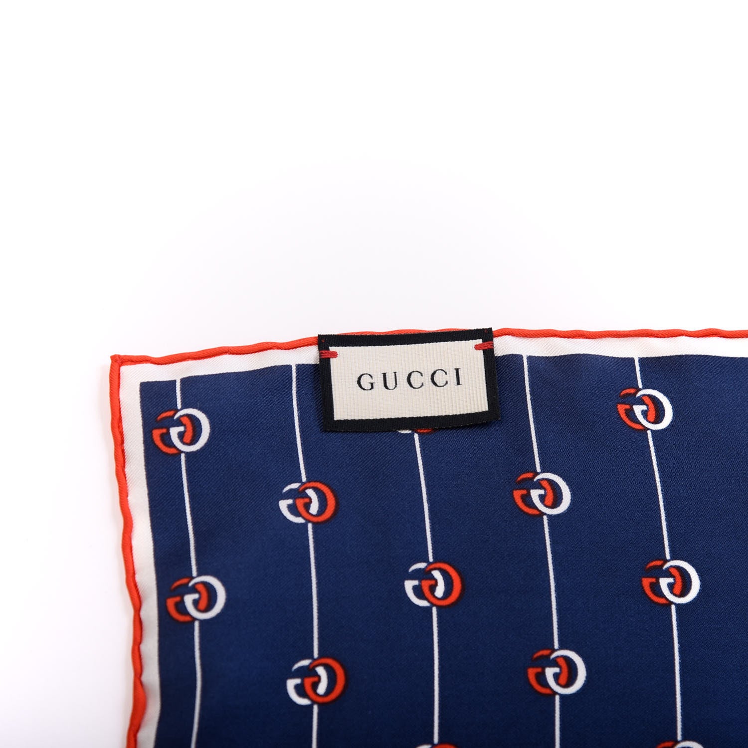 Gucci Silk GG Print Scarf Blue Red White 2 of 4