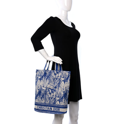 Christian Dior Canvas Print Cruise Tote Ivory Blue 2 of 8