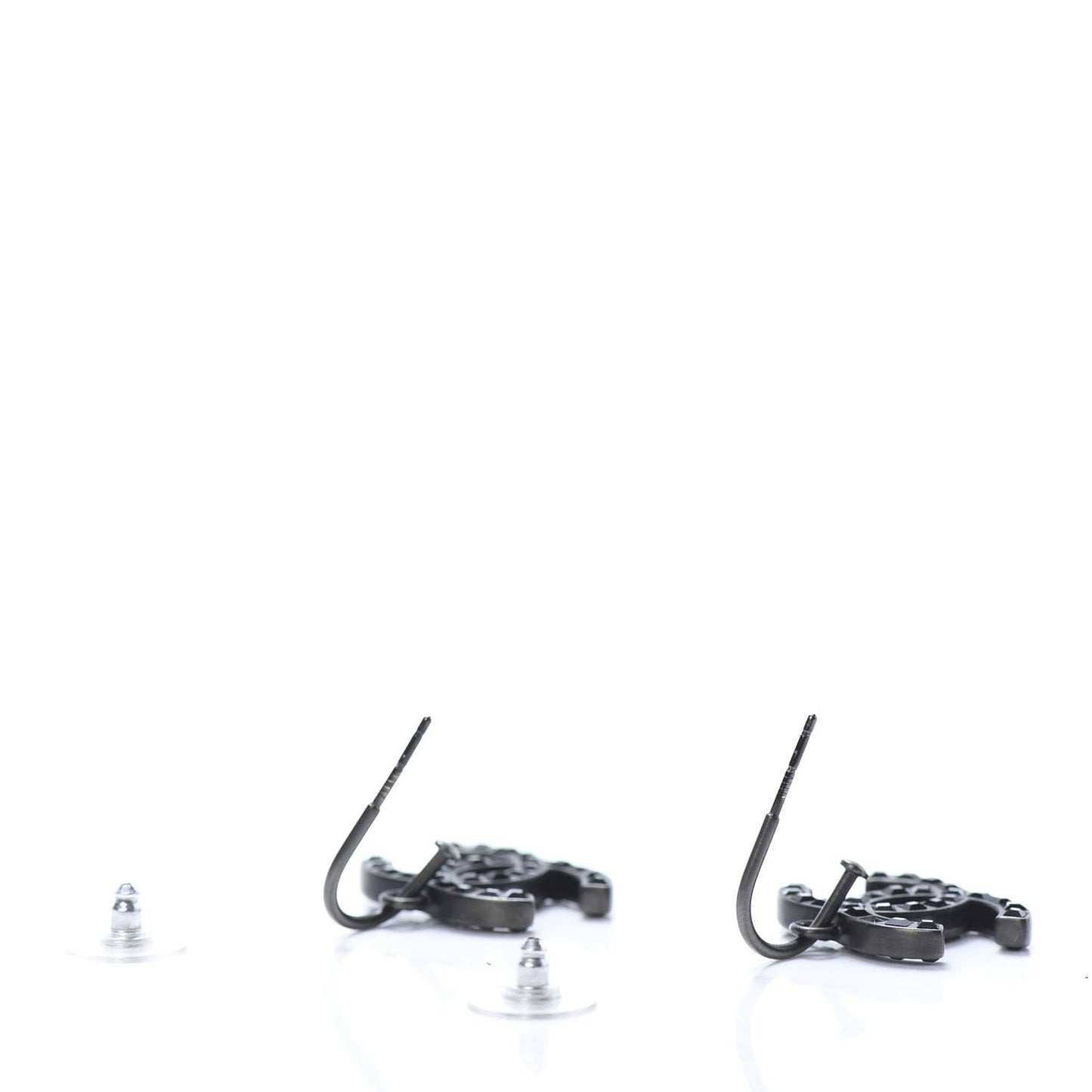 Baguette Crystal CC Dangle Earrings Black