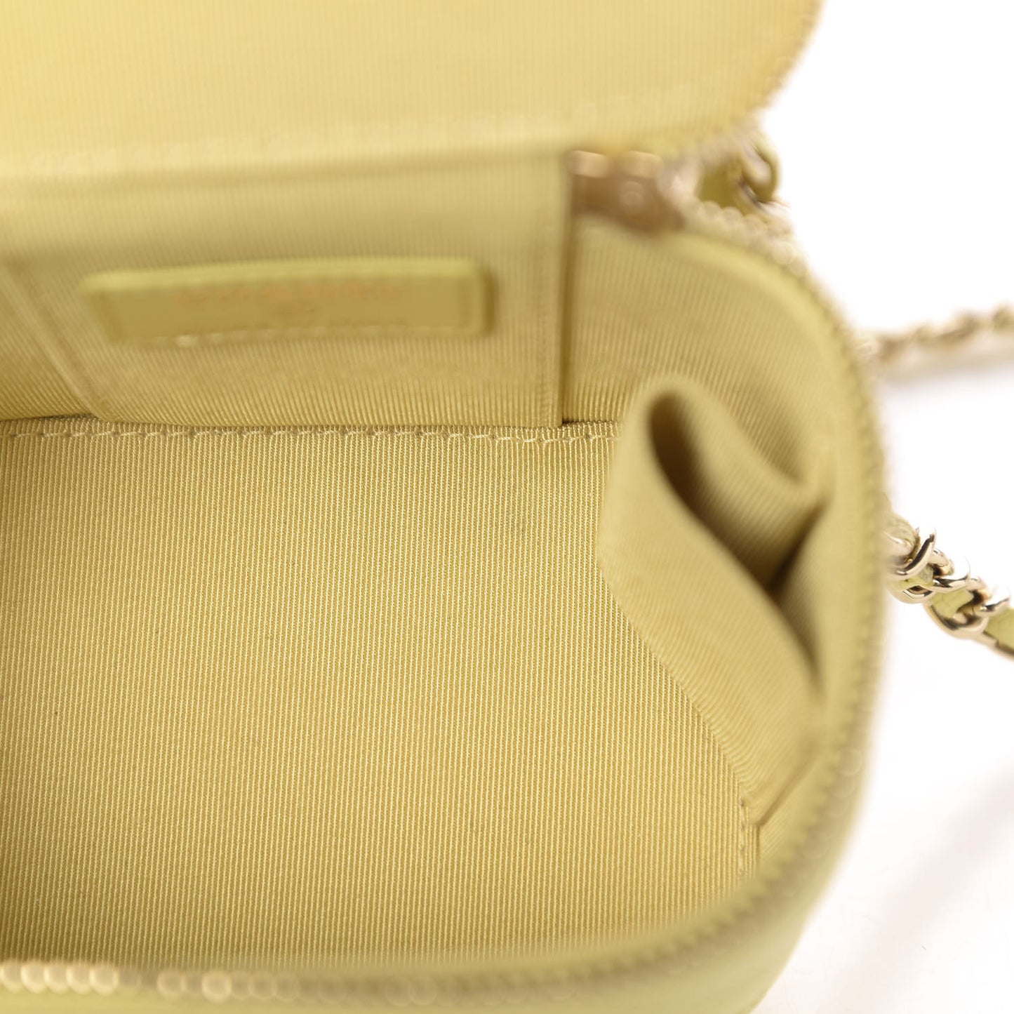 Caviar Quilted Mini Vanity Case With Chain Yellow