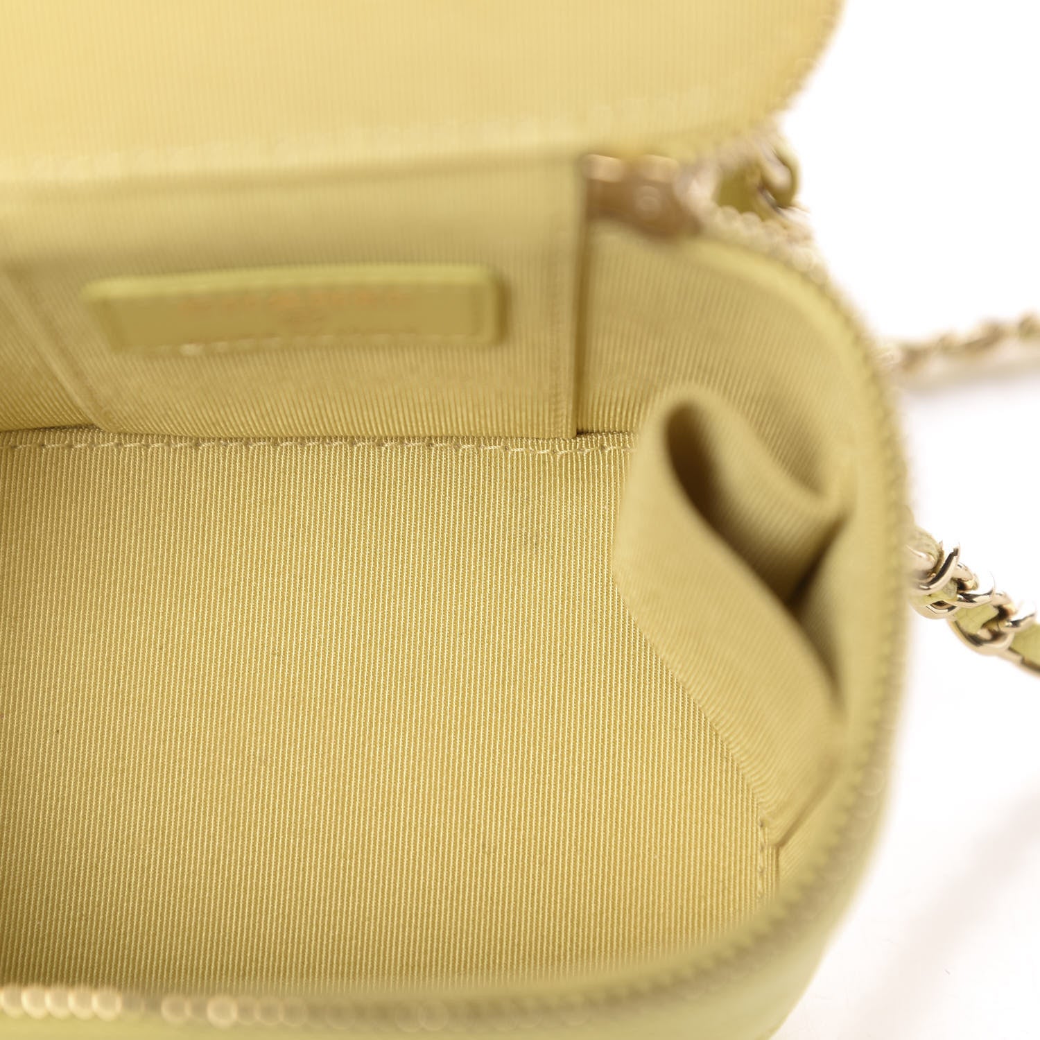 Chanel Caviar Quilted Mini Vanity Case With Chain Yellow 8 of 11
