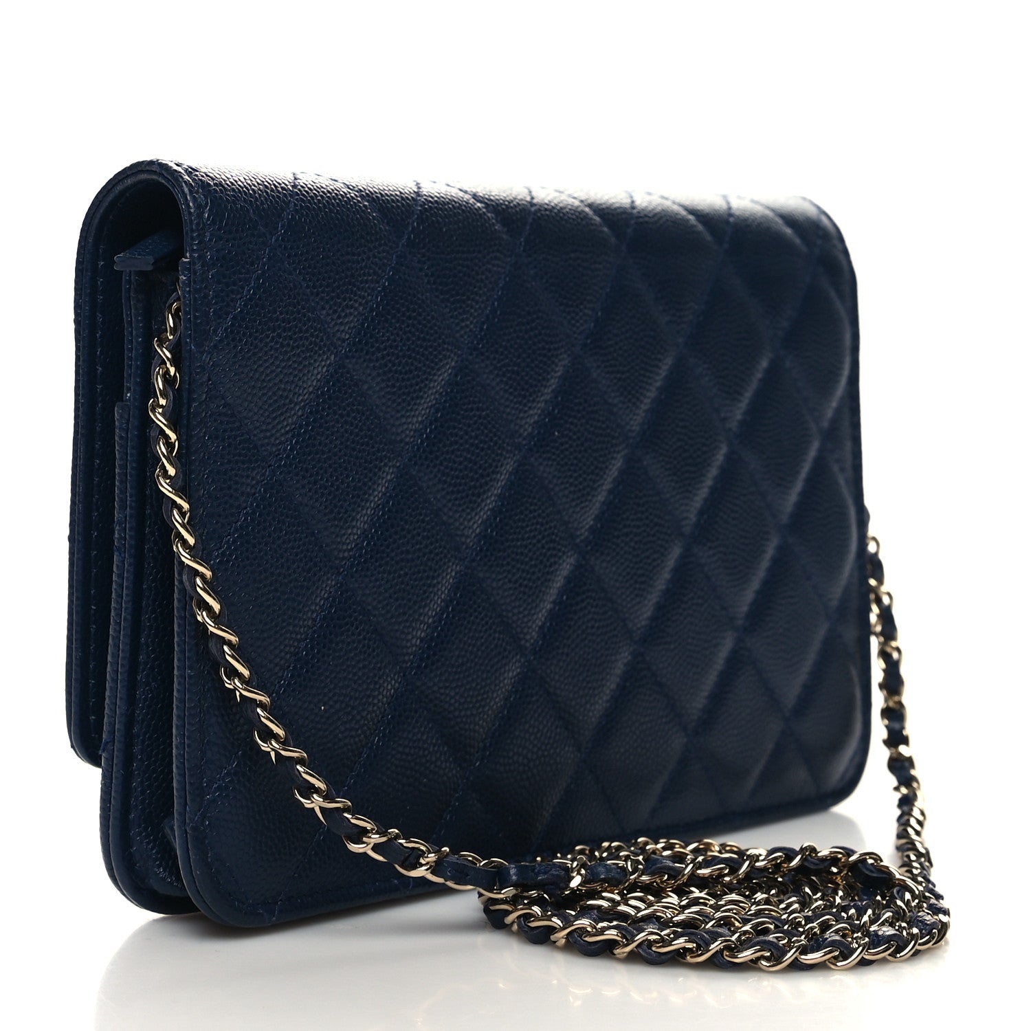 Chanel Caviar Quilted Golden Class Wallet On Chain WOC Navy 3 of 12