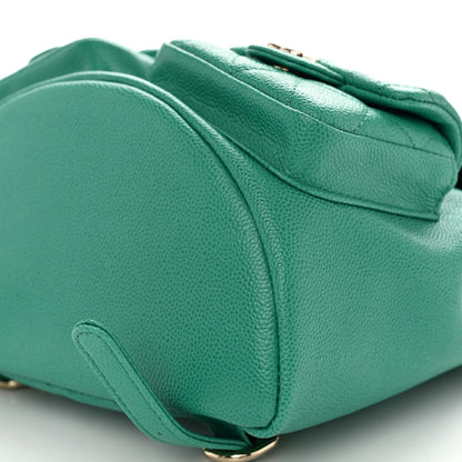 Chanel Caviar Quilted Medium Duma Pockets Drawstring Backpack Green 10 of 10
