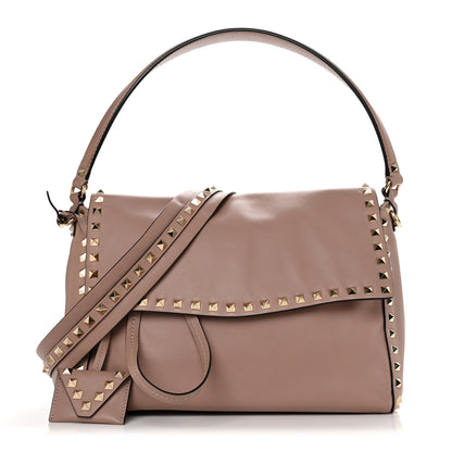 Valentino Garavani Smooth Calfskin Rockstud Top Handle Shoulder Bag Poudre 1 of 12