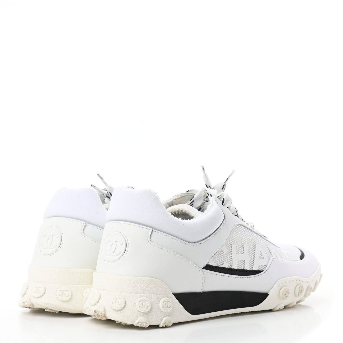 Calfskin Mesh Lycra Womens Logo Sneakers 40.5 White
