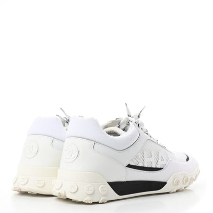 Chanel Calfskin Mesh Lycra Womens Logo Sneakers 40.5 White 4 of 8