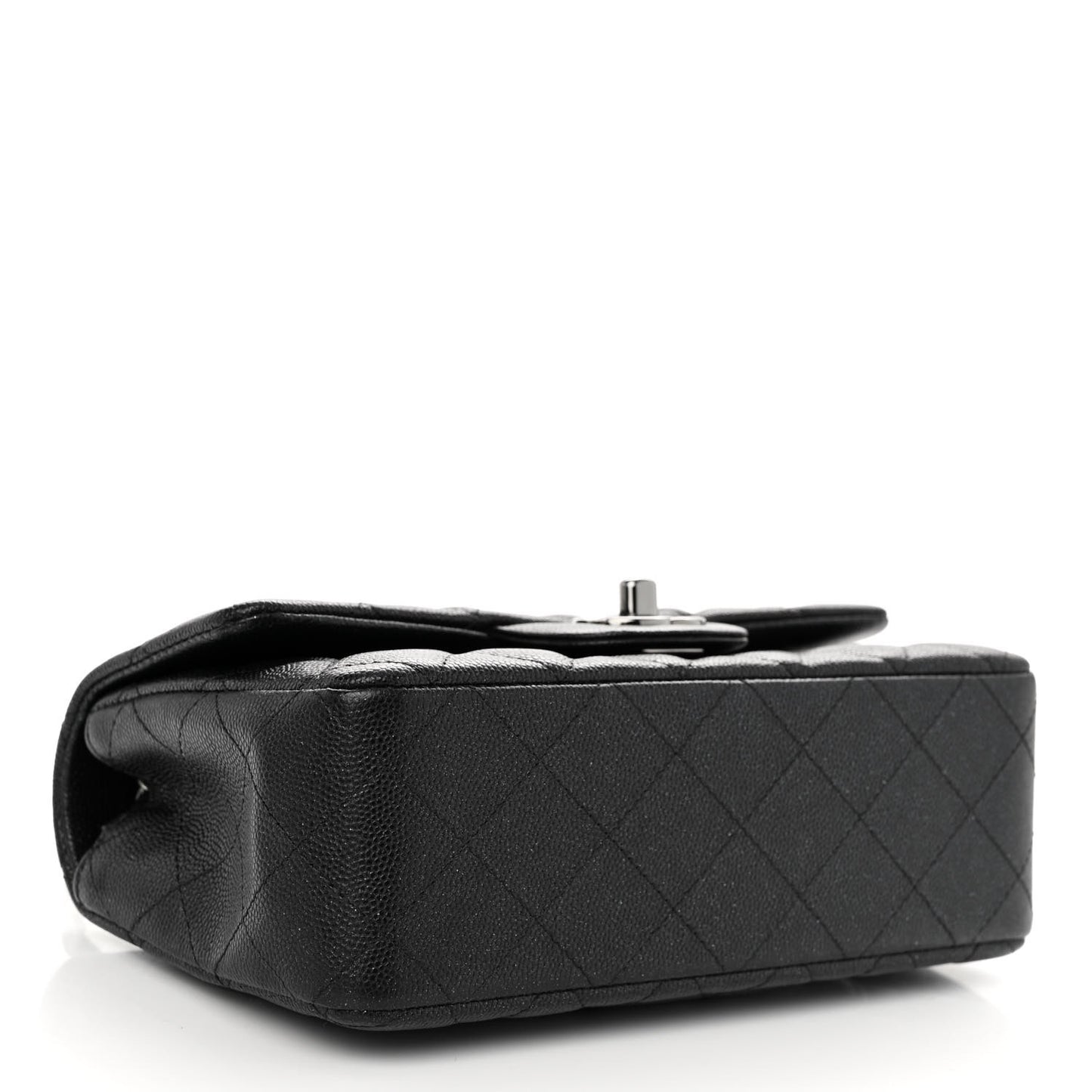 Iridescent Caviar Quilted Mini Rectangular Flap Black