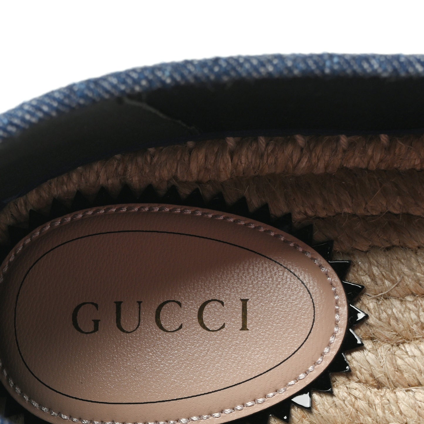 Denim Crystal GG Monogram Espadrilles 41 Blue