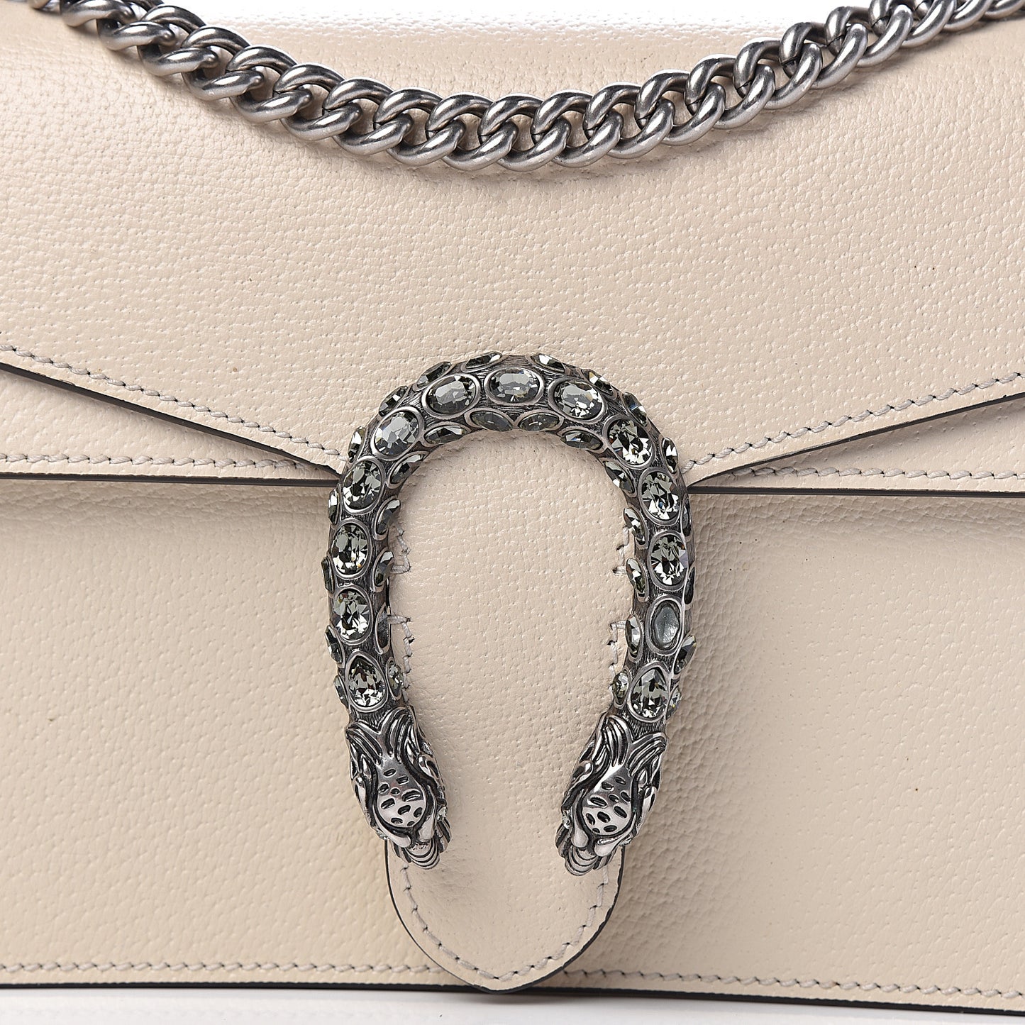 Textured Calfskin Crystal Small Dionysus Shoulder Bag Mystic White