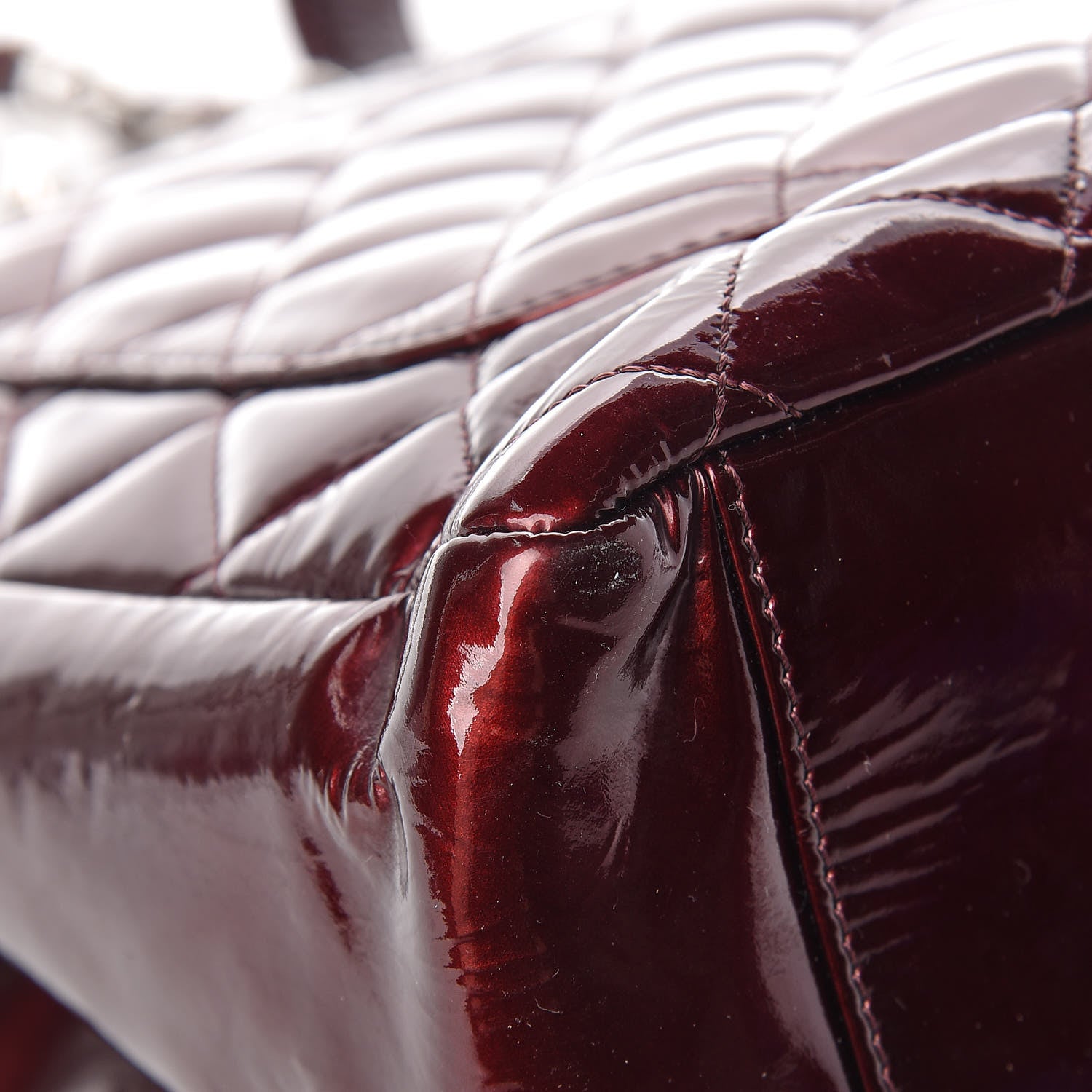 Chanel Patent Quilted Grand Shopping Tote GST Dark Bordeaux 12 of 16