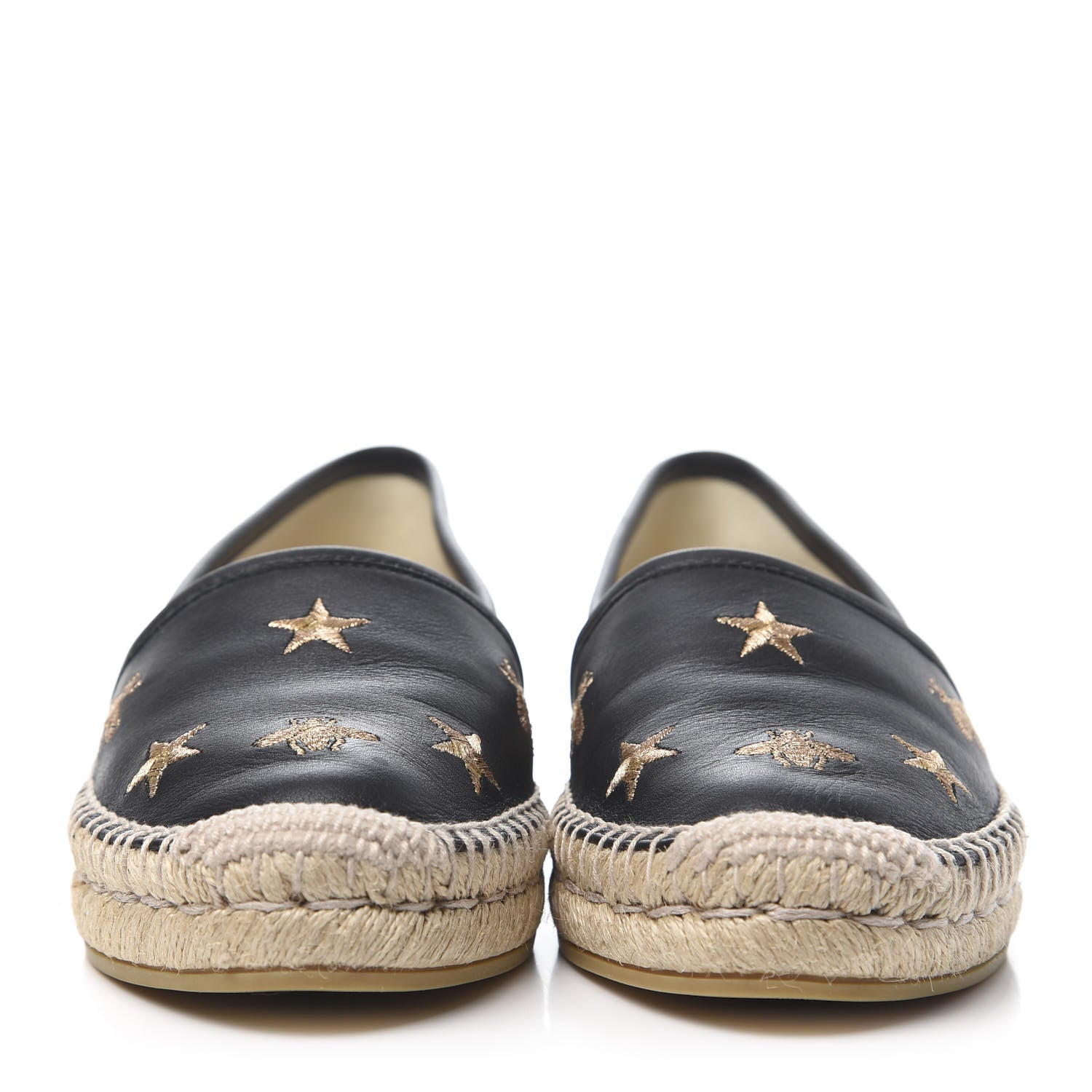 Gucci Calfskin Bee Star Embroidered Espadrilles 36 Black 2 of 10