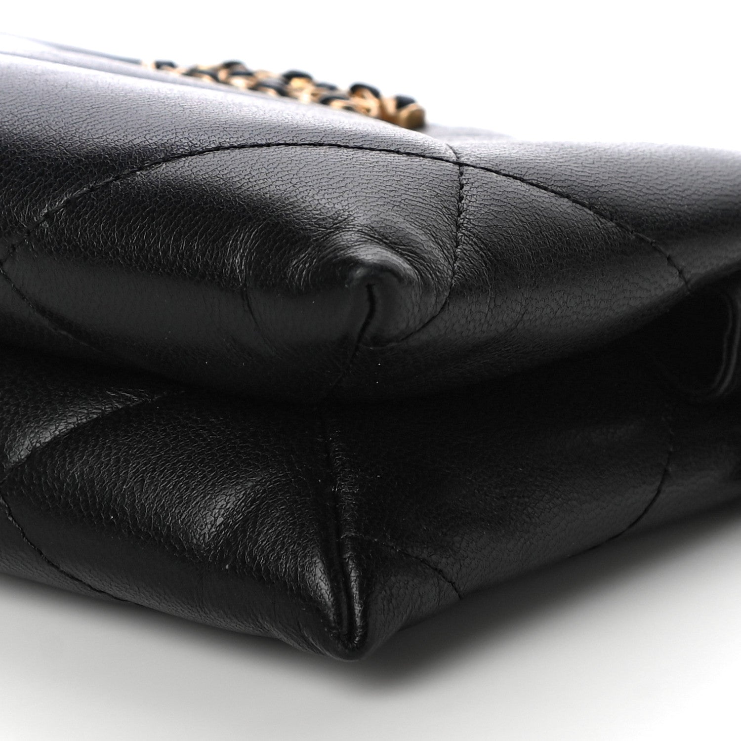 Chanel Shiny Goatskin Quilted Small Chanel 19 Pouch With Handle Black 10 of 11