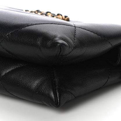 Chanel Shiny Goatskin Quilted Small Chanel 19 Pouch With Handle Black 10 of 11