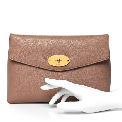 Mulberry Classic Grain Calfskin Darley Cosmetic Pouch Sable 2 of 9
