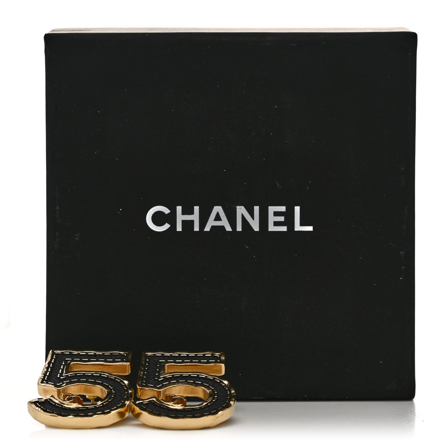 Chanel Metal CC No 5 Earrings Gold Black 5 of 5