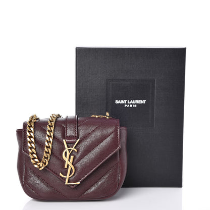 Saint Laurent Sheepskin Matelasse Monogram Mini College Bag Amaranto 14 of 14