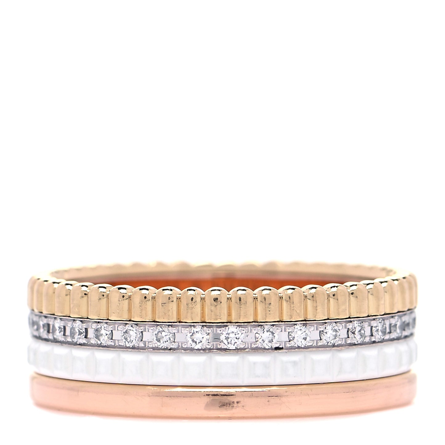 18K Pink Yellow White Gold Diamond Small Quatre Classique White Edition Ring 55 7.25