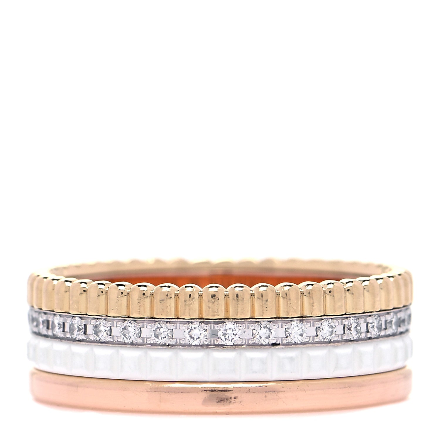 Boucheron 18K Pink Yellow White Gold Diamond Small Quatre Classique White Edition Ring 55 7.25 3 of 6