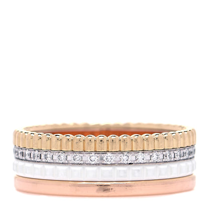 Boucheron 18K Pink Yellow White Gold Diamond Small Quatre Classique White Edition Ring 55 7.25 3 of 6