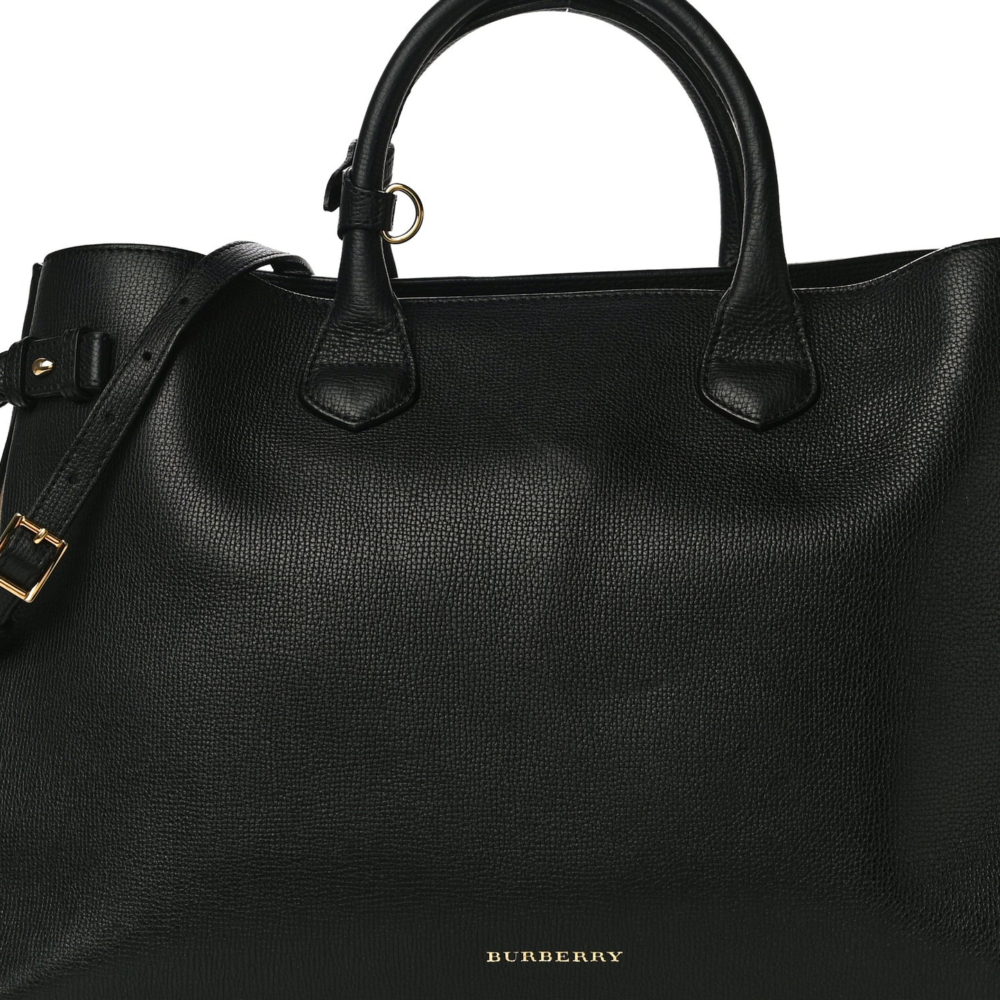 Grainy Calfskin House Check Large Banner Tote Black