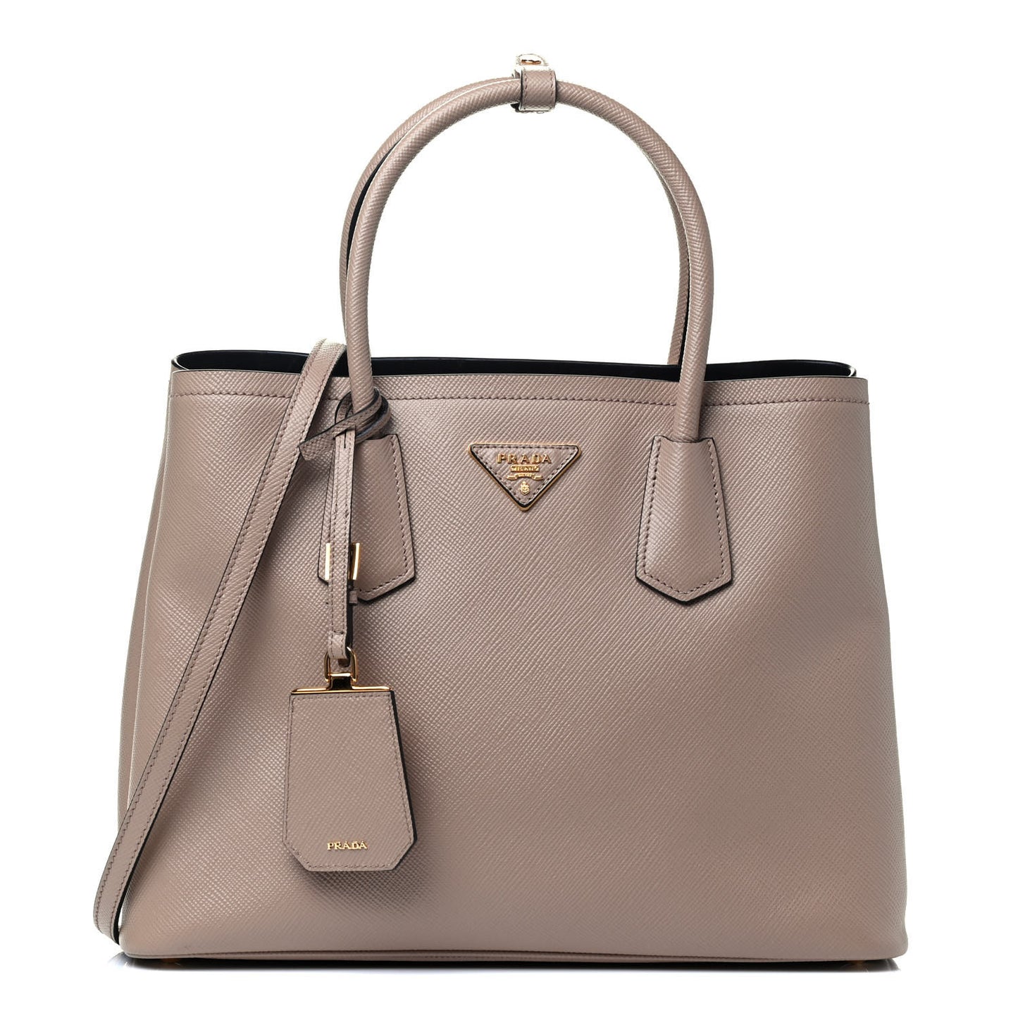 Saffiano Cuir Large Double Bag Cammeo