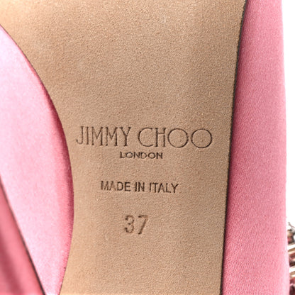 Jimmy Choo Satin Crystal Bing 100 Pumps 37 Rose 6 of 7