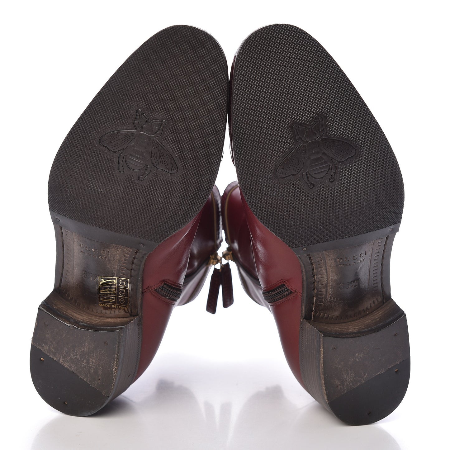 Calfskin Malaga Kid Lizard Web Dragon Embroidered Ankle Boots 35.5 Bordeaux