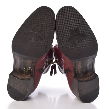 Gucci Calfskin Malaga Kid Lizard Web Dragon Embroidered Ankle Boots 35.5 Bordeaux 5 of 11