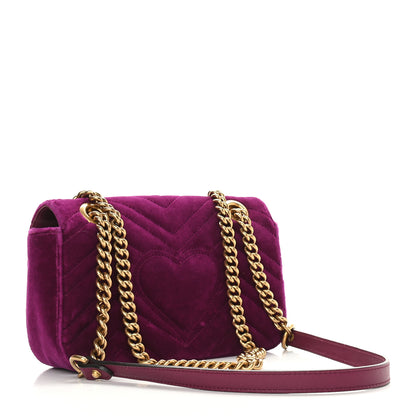 Gucci Velvet Matelasse Embroidered Mini GG Marmont Shoulder Bag Bordeaux 3 of 10