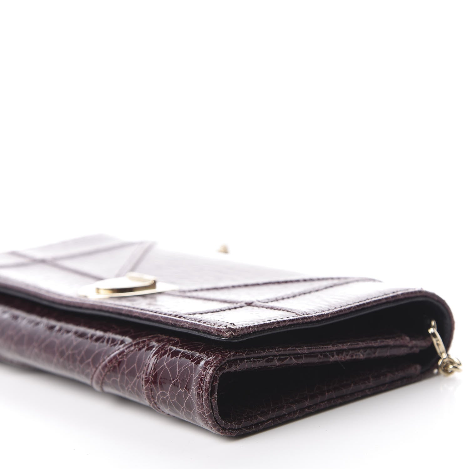 Christian Dior Ceramic Effect Deerskin Diorama Croisiere Chain Wallet Burgundy 7 of 9
