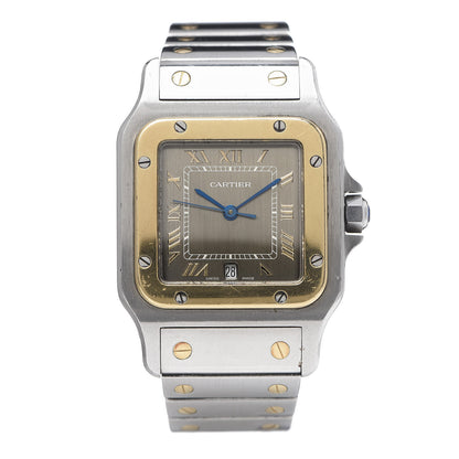 Cartier Stainless Steel 18K Yellow Gold 29mm Santos De Cartier Galbee Quartz Watch Silver 1 of 5