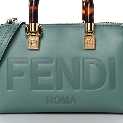 Fendi Vitello King Plexiglass Logo Embossed Mini By The Way Top Handle Boston Bag Menta 9 of 11