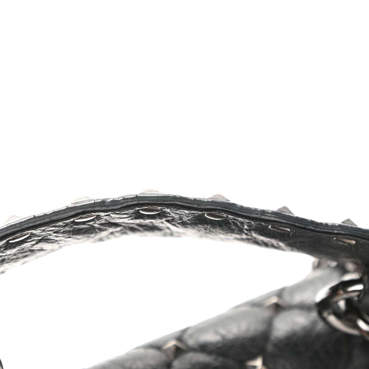 Craquele Nappa Small Rockstud Spike Shoulder Bag Black