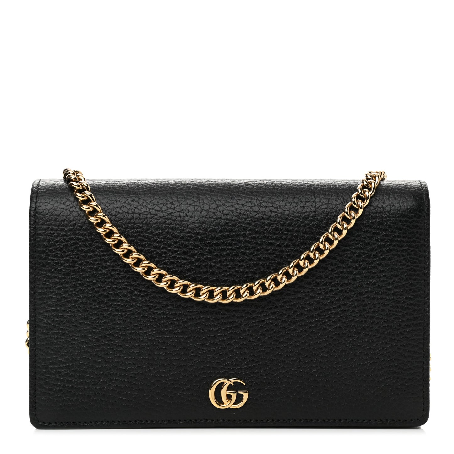 Calfskin Mini GG Marmont Chain Wallet Black