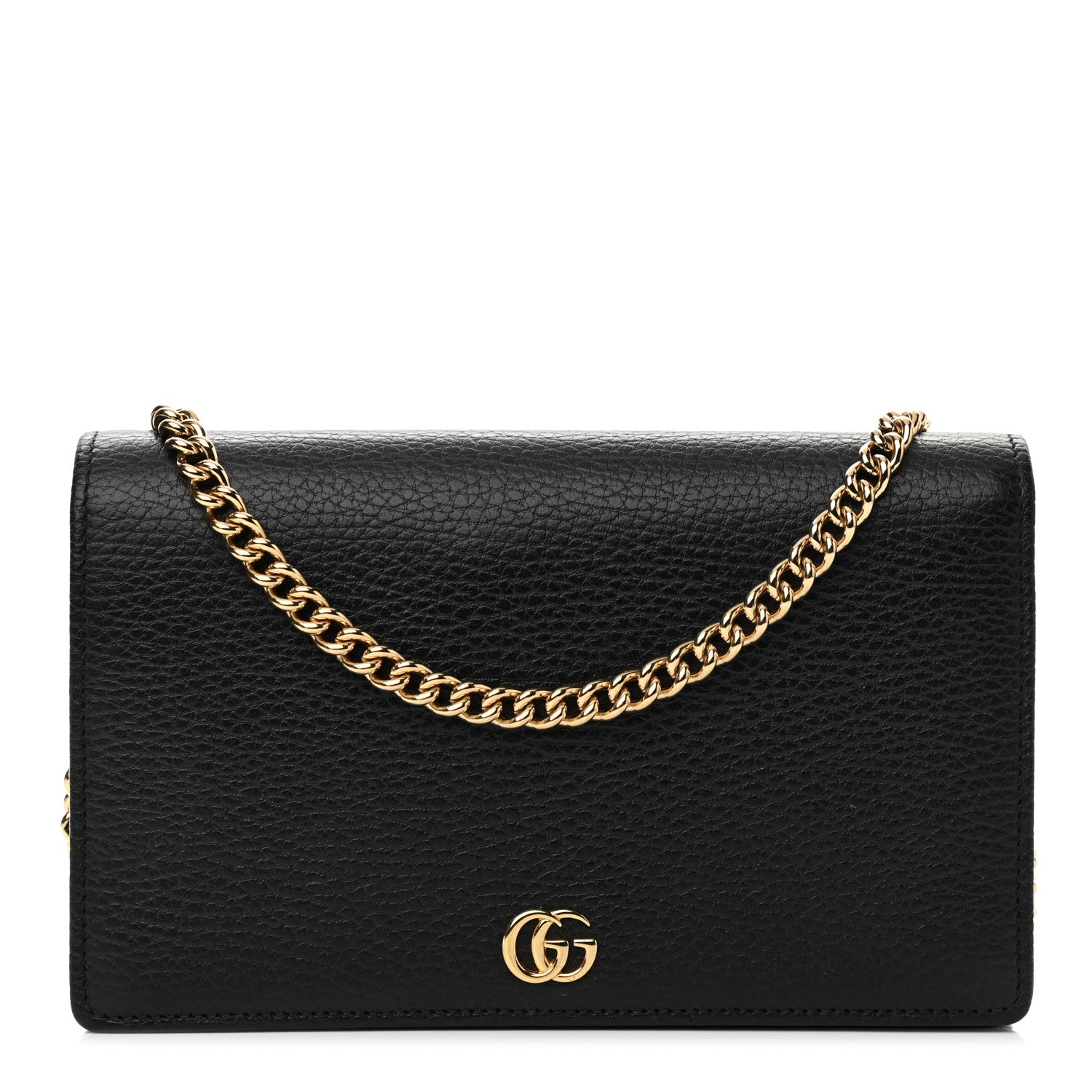 Gucci Calfskin Mini GG Marmont Chain Wallet Black 1 of 12