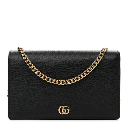 Gucci Calfskin Mini GG Marmont Chain Wallet Black 1 of 12