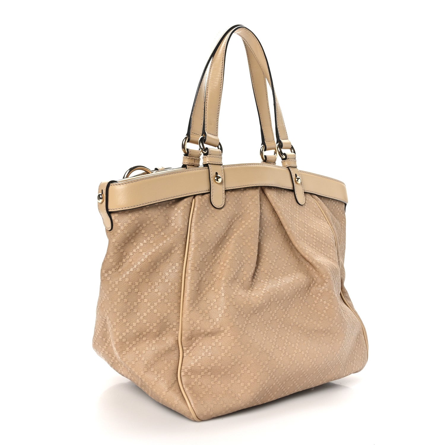 Gucci Diamante Medium Bamboo Buckle Tote Beige 3 of 12