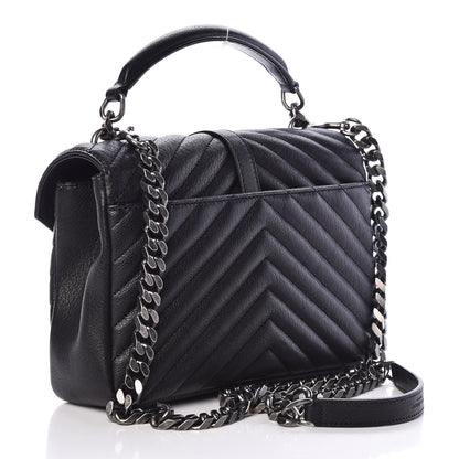 Saint Laurent Sheepskin Matelasse Chevron Monogram Medium College Bag Black 3 of 9