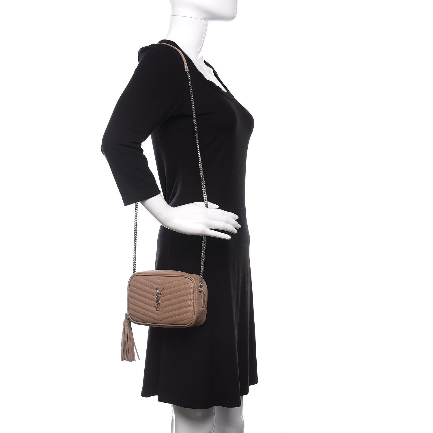 Saint Laurent Grain De Poudre Matelasse Monogram Mini Lou Camera Bag Gold Sand 2 of 10