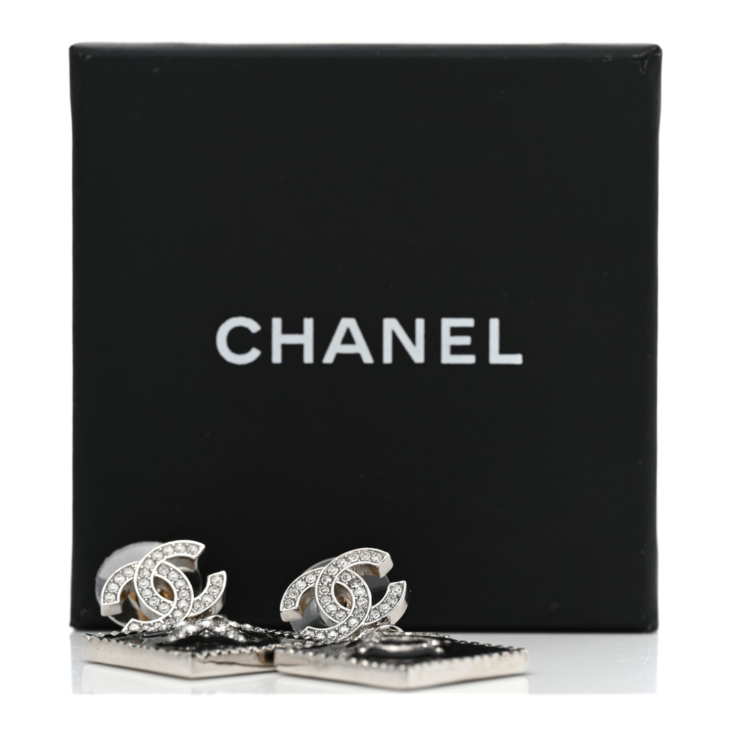 Crystal CC No 5 Star Drop Earrings Silver