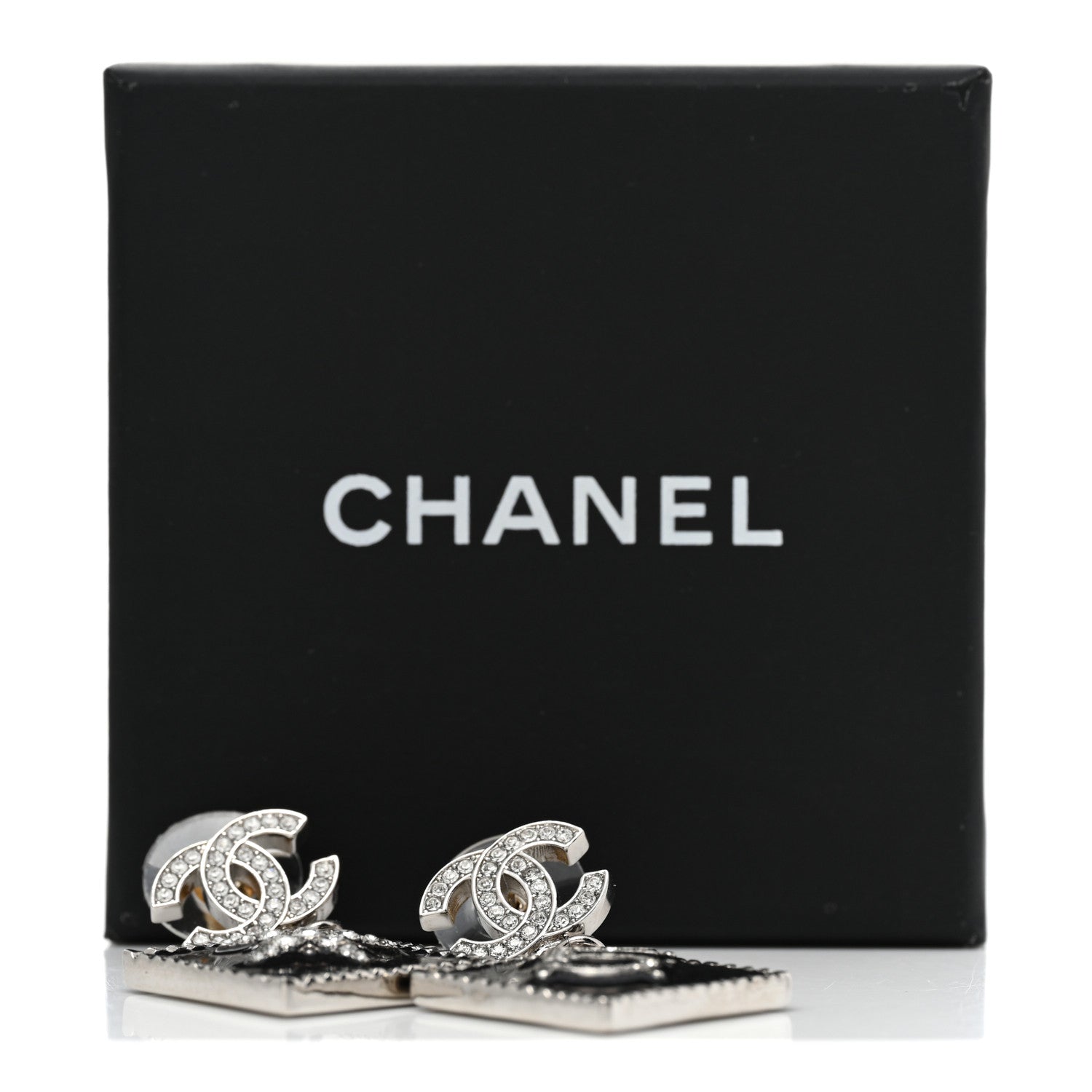 Chanel Crystal CC No 5 Star Drop Earrings Silver 7 of 7