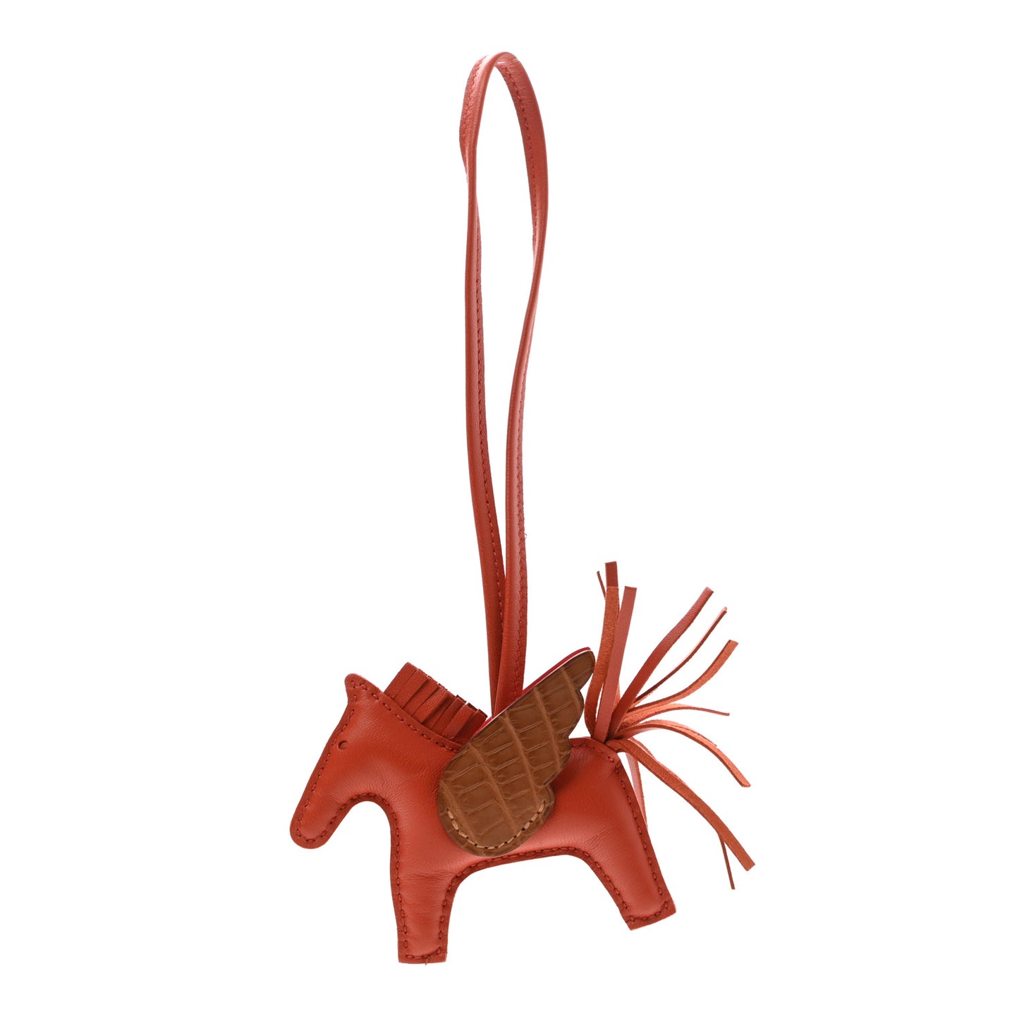 Milo Lambskin Matte Alligator Touch Grigri Rodeo Pegase Horse Bag Charm PM Capucine Gold