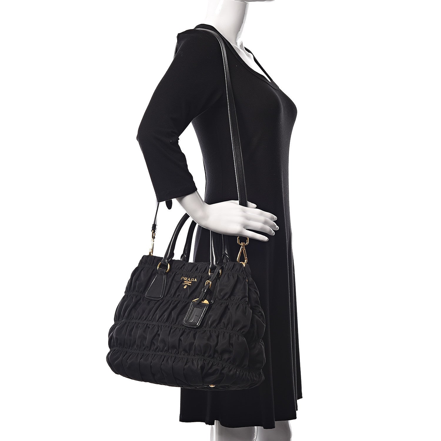 Prada Tessuto Nylon Gaufre Satchel Black 2 of 11