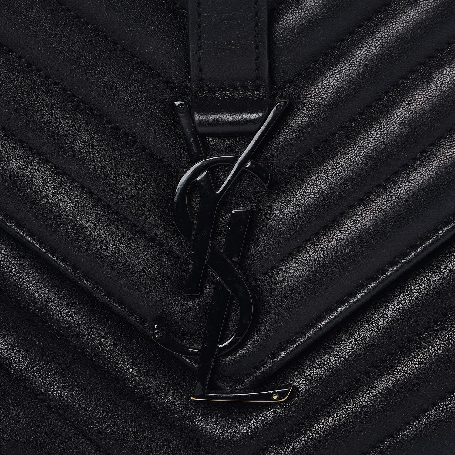 Saint Laurent Sheepskin Matelasse Chevron Monogram Large College Satchel Black 9 of 10