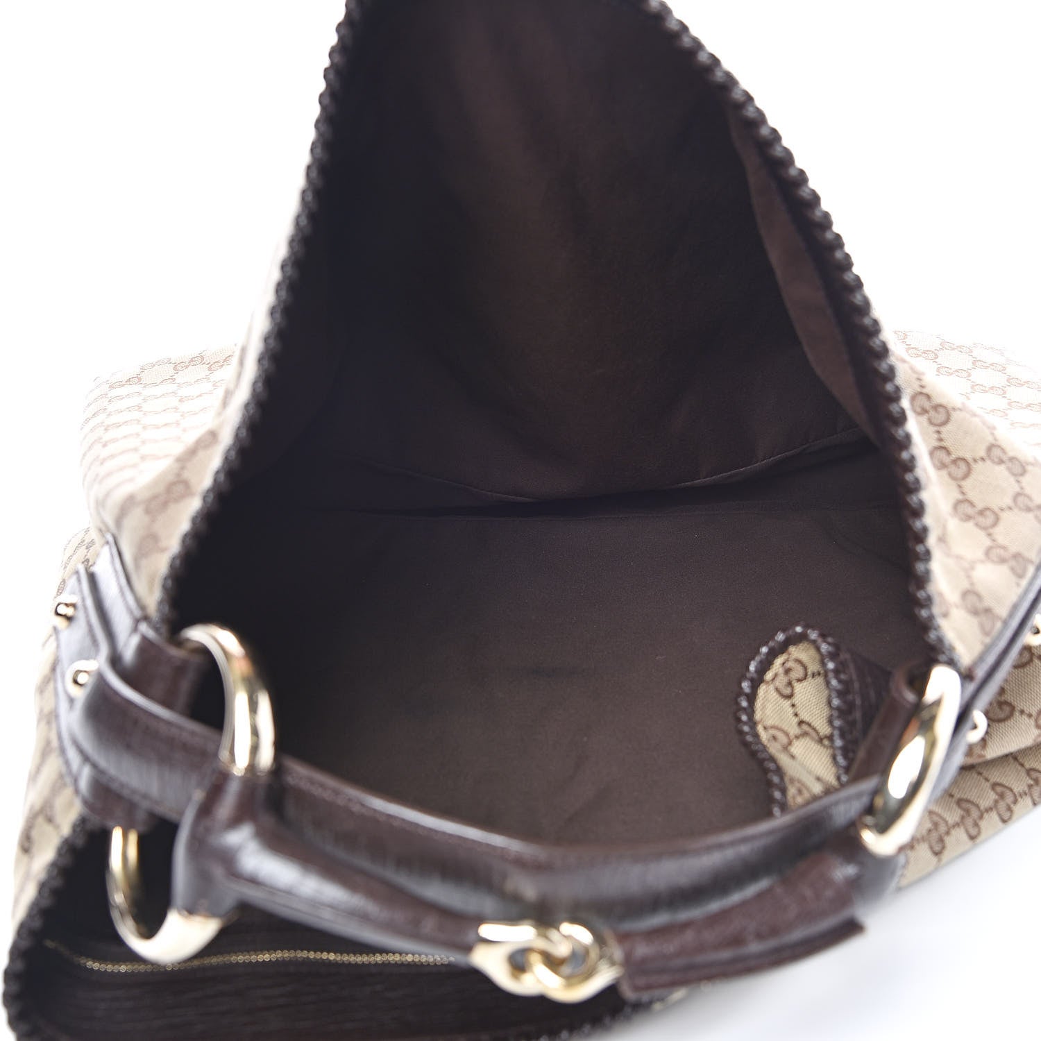 Gucci Monogram Large Horsebit Chain Hobo Dark Brown 5 of 13