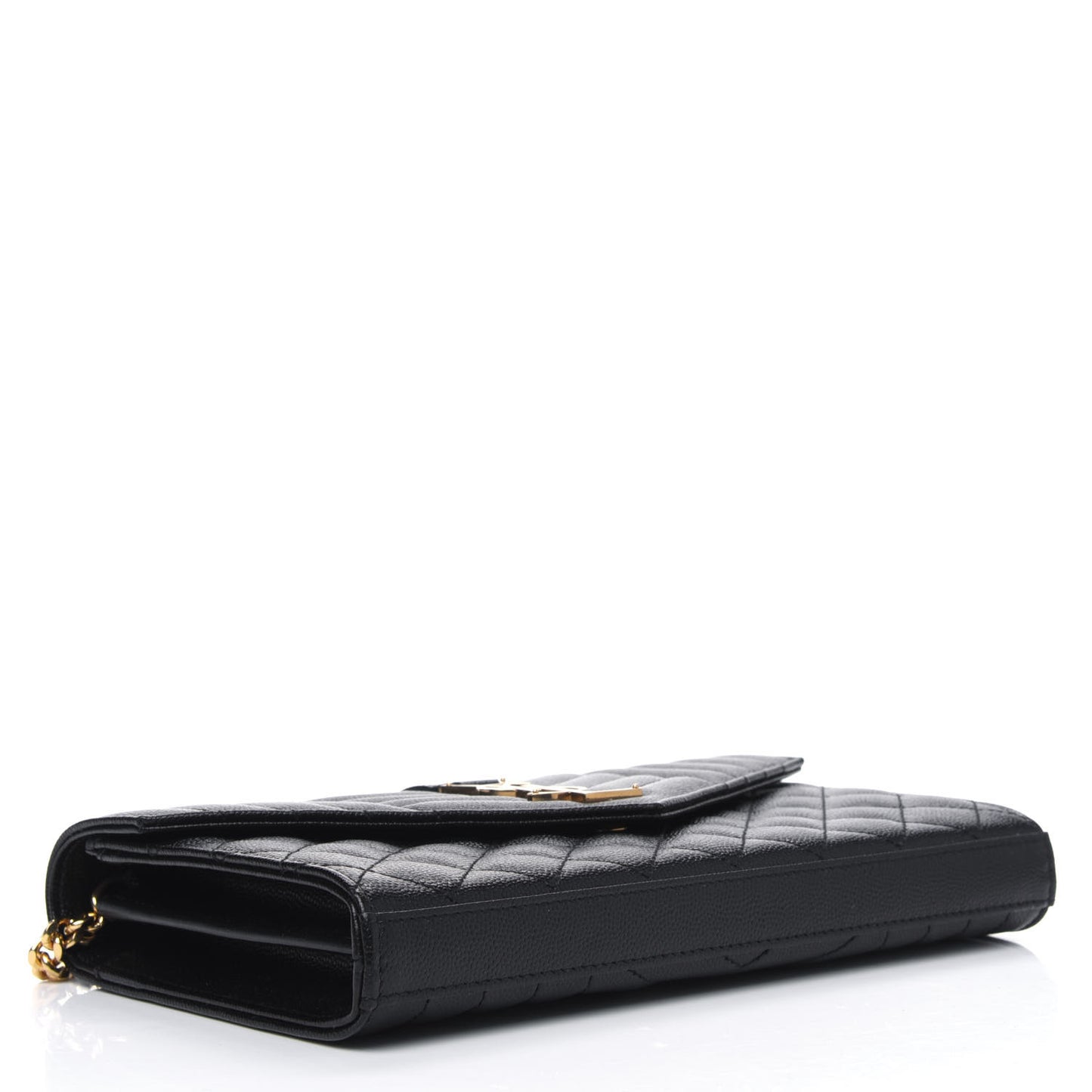 Grain De Poudre Mixed Matelasse Triquilt Monogram Chain Wallet Black