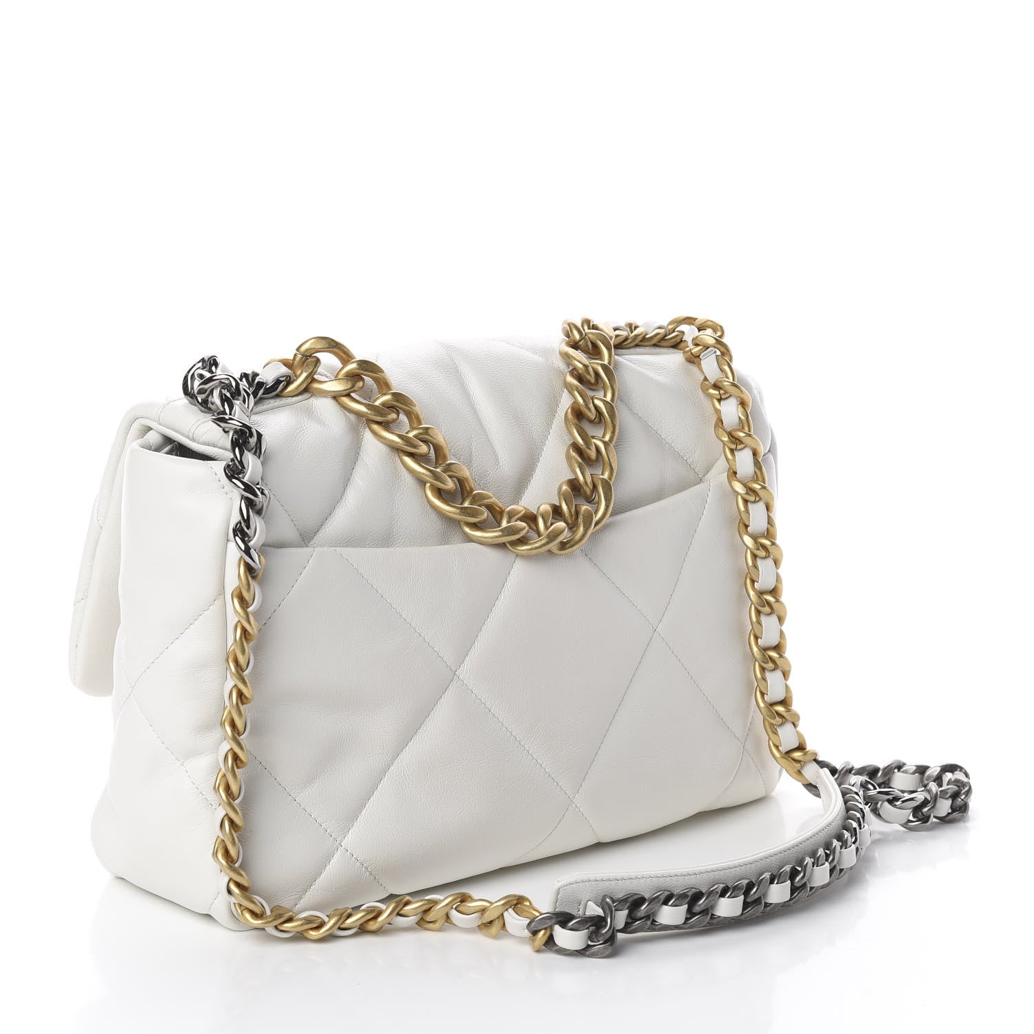 Chanel Lambskin Quilted Large 19 Flap Light White 2 of 9